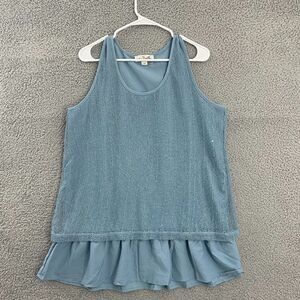 Simply‎ Noelle Women L/XL Sky Blue Sequined Layered Casual Tank
